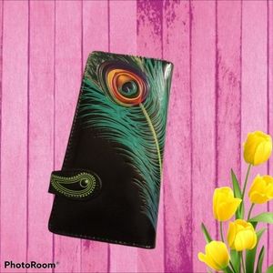 Shag wear black wallet with peacock feathe…